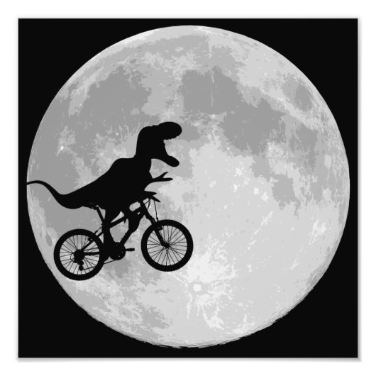 Dinosaurier auf einem Rad mit dem Mond Fotodruck (Vorne)