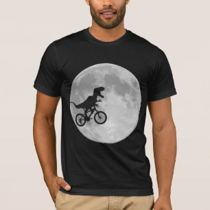 Dinosaurier auf einem Rad mit dem Mond T-Shirt