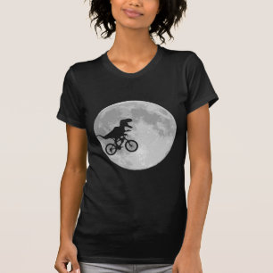 Dinosaurier auf einem Rad mit dem Mond T-Shirt