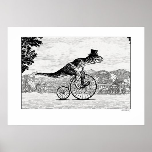Dinosaurier auf Fahrrädern - T-Rex Poster (Vorne)