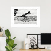 Dinosaurier auf Fahrrädern - T-Rex Poster (Heimbüro)