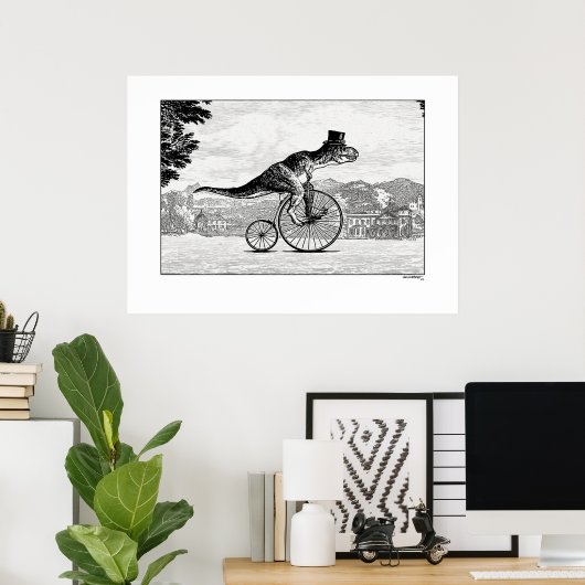 Dinosaurier auf Fahrrädern - T-Rex Poster (Heimbüro)
