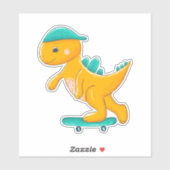 Dinosaurier auf Skateboard Aufkleber (Blatt)