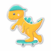 Dinosaurier auf Skateboard Aufkleber (Vorderseite)