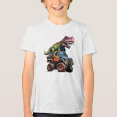 Dinosaurier auf Truck Tri-Blend Shirt (Vorderseite)