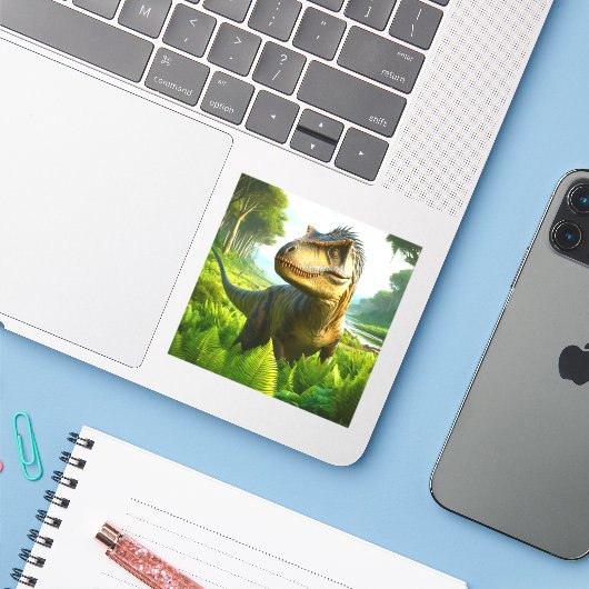 Dinosaurier Aufkleber (Laptop mit iPhone)