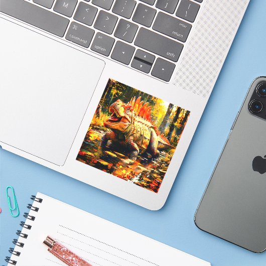 Dinosaurier Aufkleber (Laptop mit iPhone)