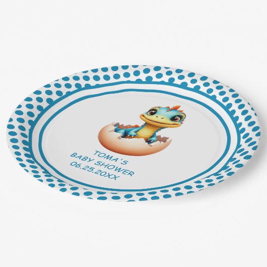 Dinosaurier aus Ei Pappteller (Schrägansicht)