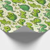 Dinosaurier aus niedlichem Cartoon Geschenkpapier (Ecke)
