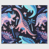 Dinosaurier aus niedlichem Cartoon nahtlos in Skan Geschenkpapier (Flach)