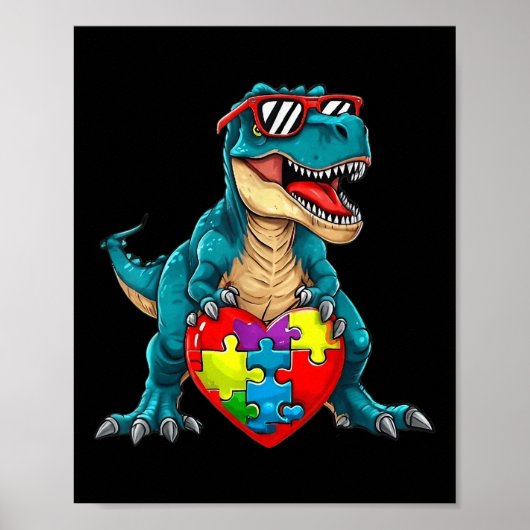 Dinosaurier Autismus Bewusstsein Puzzle Stücke Jun Poster (Vorne)