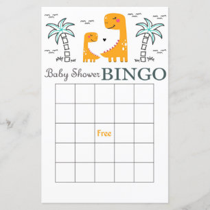 Dinosaurier Baby Duschbingokarte, Dino Bingo