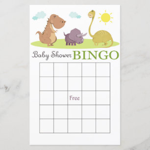 Dinosaurier Baby Dusche Bingokarte