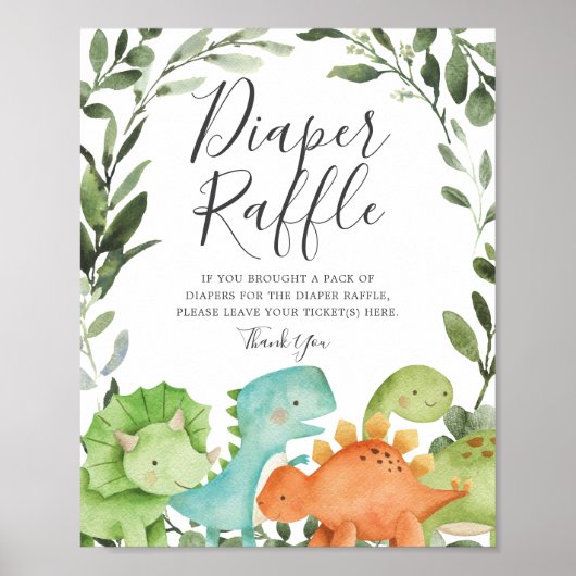 Dinosaurier Baby Duwer Diaper Raffle-Zeichen Poster (Vorne)