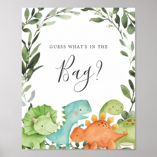 Dinosaurier Baby Shower Guess Was ist im Bag Game? Poster (Vorne)