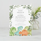 Dinosaurier Babydusche Einladung (Stehend Vorderseite)