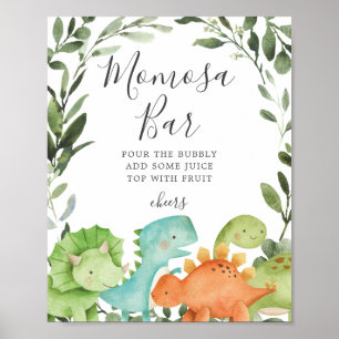 Dinosaurier Babydusche Mimosa Bar Sign Poster