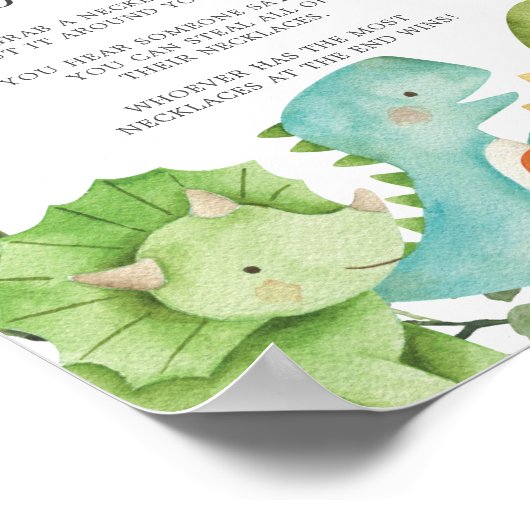 Dinosaurier Babydusche Sage kein Baby-Zeichen Poster (Ecke)