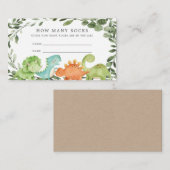 Dinosaurier Babydusche schätzt wie viele Socken-Ka Begleitkarte (Vorne/Hinten)