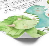 Dinosaurier Babydusche Spätnächtliche Windeln Unte Poster (Ecke)
