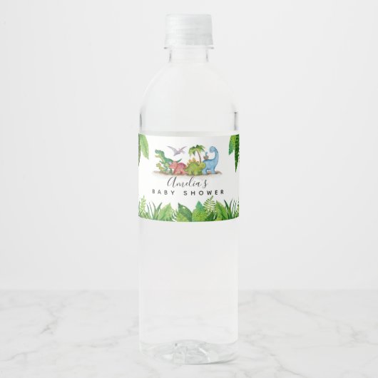 Dinosaurier-Babydusche Wasserflasche-Etikett Wasserflaschenetikett (Vorderseite)