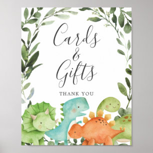 Dinosaurier Babyduschkarten und Geschenkschild Poster