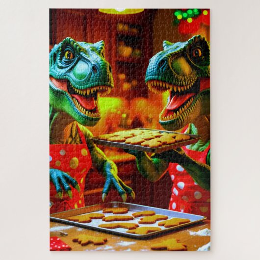 Dinosaurier backen Lebkuchen Puzzle (Vertikal)