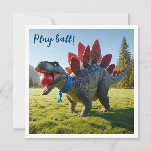 Dinosaurier Ball spielen, stegosaurus Geburtstag e Einladung (Vorderseite)