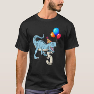 Dinosaurier Ballon T Rex 5. Geburtstag Kind Junge T-Shirt