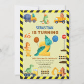 Dinosaurier Bau 2. Geburtstag Party Einladung (Vorderseite)