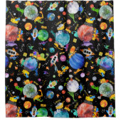 Dinosaurier Bau Crew Außenraumastronauten Duschvorhang (Vorderseite)