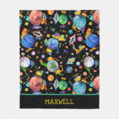 Dinosaurier Bau Crew Weltraum Kids Personalisiert Fleecedecke (Vorderseite)