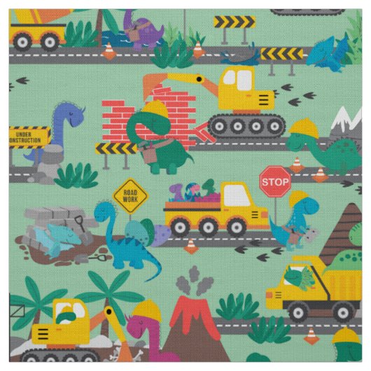 Dinosaurier Bau Kinder Niedliches Muster Stoff (Muster)