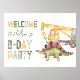 Dinosaurier Bau Party Begrüßungszeichen Poster