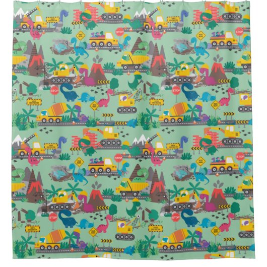 Dinosaurier-Baukids Duschvorhang (Vorderseite)