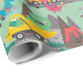 Dinosaurier-Baukids Geschenkpapier (Rolleneckpunkt)