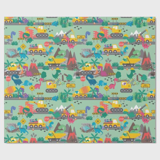Dinosaurier-Baukids Geschenkpapier (Flach)