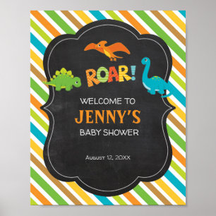 Dinosaurier Begrüßungszeichen Babydusche Poster