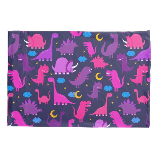 Dinosaurier bei nachts rosa Lila Mädchen Personali Kissenbezug (Rückseite)