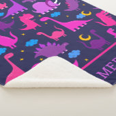 Dinosaurier bei nachts rosa Lila Mädchen Personali Sherpadecke (3/4)