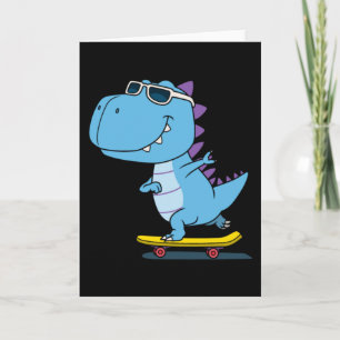 Dinosaurier beim Skateboard Karte