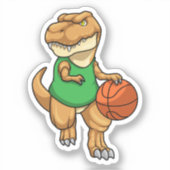Dinosaurier beim Sport mit Basketball Aufkleber (Vorderseite)