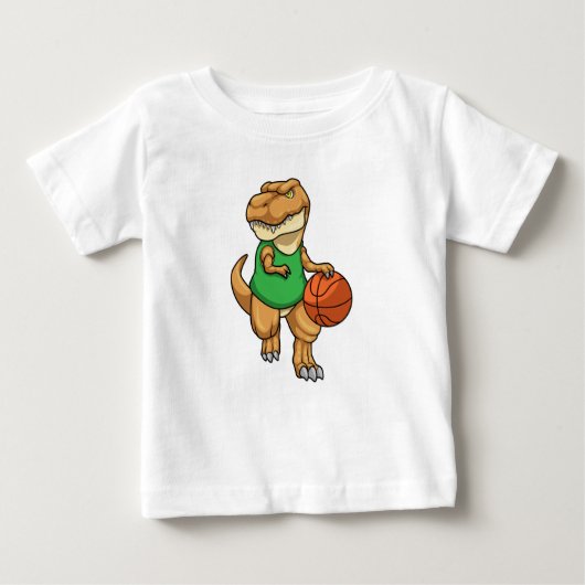 Dinosaurier beim Sport mit Basketball Baby T-shirt (Vorderseite)