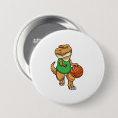 Dinosaurier beim Sport mit Basketball Button (Vorne & Hinten)