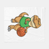 Dinosaurier beim Sport mit Basketball Fleecedecke (Vorderseite (Horizontal))