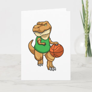 Dinosaurier beim Sport mit Basketball Karte
