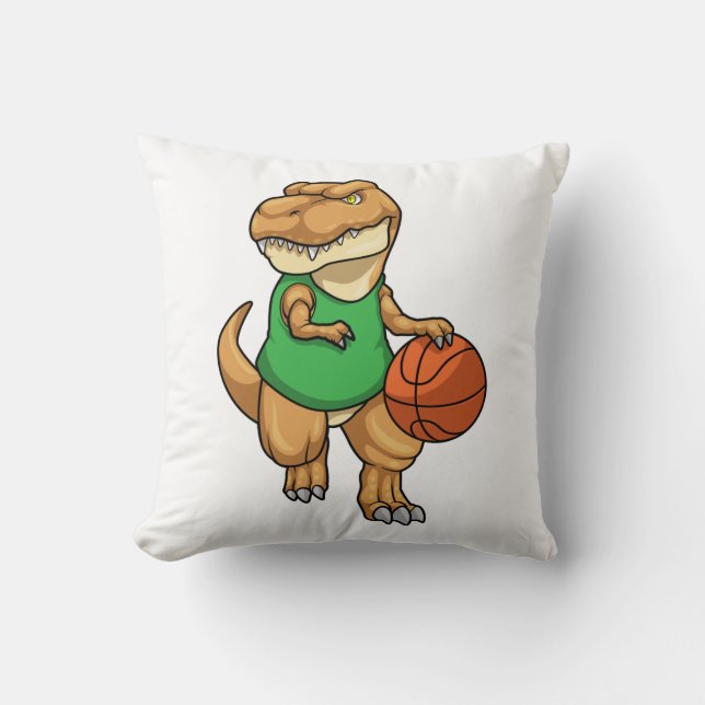 Dinosaurier beim Sport mit Basketball Kissen (Vorderseite)
