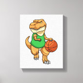 Dinosaurier beim Sport mit Basketball Leinwanddruck (Vorderseite)