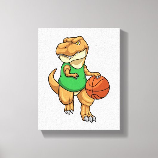 Dinosaurier beim Sport mit Basketball Leinwanddruck (Vorderseite)