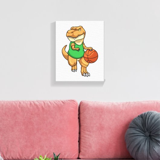 Dinosaurier beim Sport mit Basketball Leinwanddruck (Insitu (Wohnzimmer))